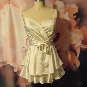 B Darlin Cream Satin Mini Dress